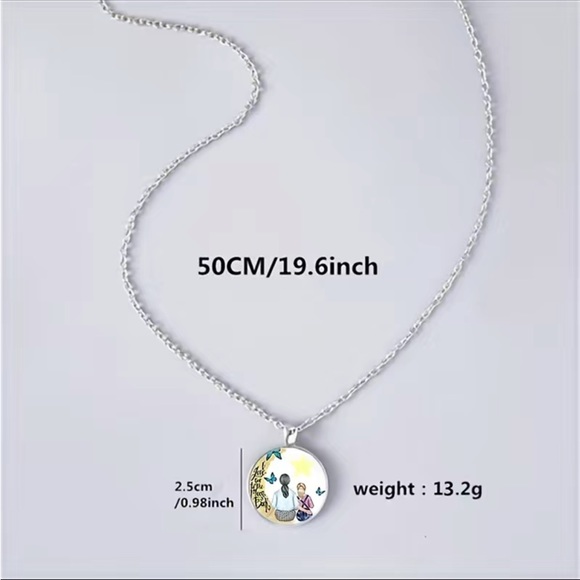 Mother and Daughter Pendant Silver Necklace - Picture 4 of 6